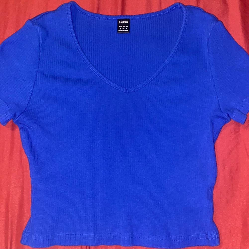 Blue shein crop top